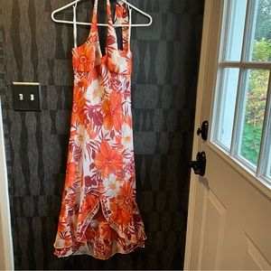 Y2k Fairy Dress Orange tropical floral halter so pretty fairycore 2000s size m